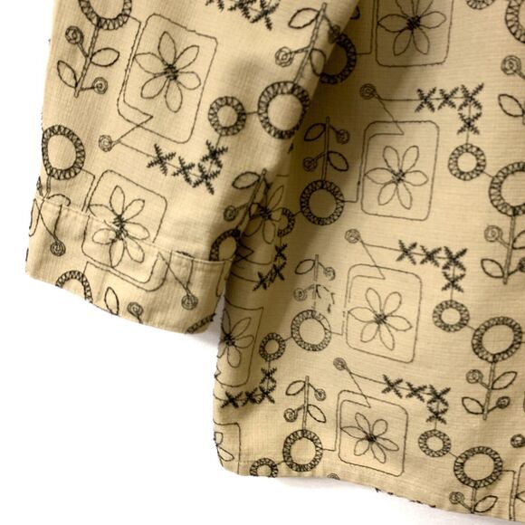 Alfred Dunner Top Size 14 Front Buttons, Stitching Details, Brown, Linen Blend - Picture 3 of 10